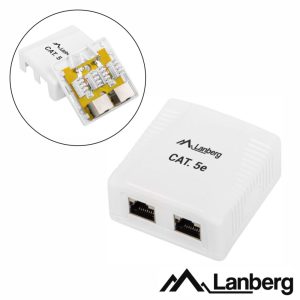 Tomada de Superfície RJ45 C/ 2 Saídas LANBERG - (OS5-0002-W)