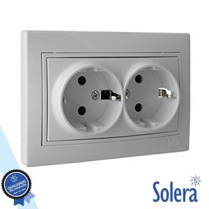 Tomada Elétrica Encastrar 2x Schuko Branca SOLERA - (SLR-ERP60/2U)