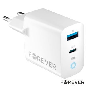 Alimentador Comutado 1xUSB-C/1xUSB-A PD/QC 33W GaN FOREVER - (TC-06-33AC)