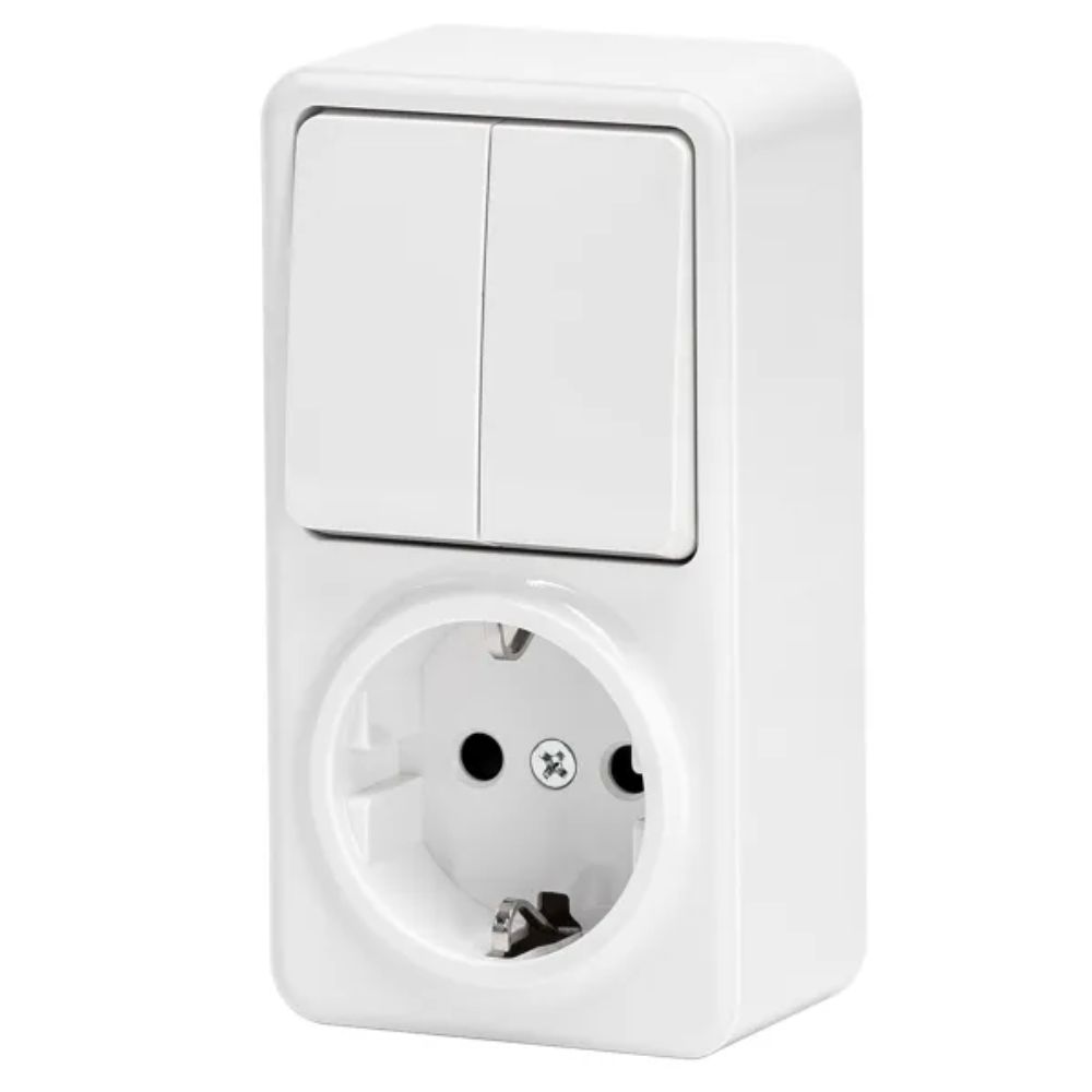 Tomada Elétrica 1x Schuko C/ Comutador Duplo Superfície - (B20101HV7)