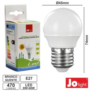 Lâmpada E27 6w=40w 230v Leds Globo Branco Quente 470lm - (LB120/2WW2)