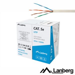 Cabo UTP CAT5E 4xAWG24 Rígido 305m Cinzento LANBERG - (LCU5-15CC-0305-S)