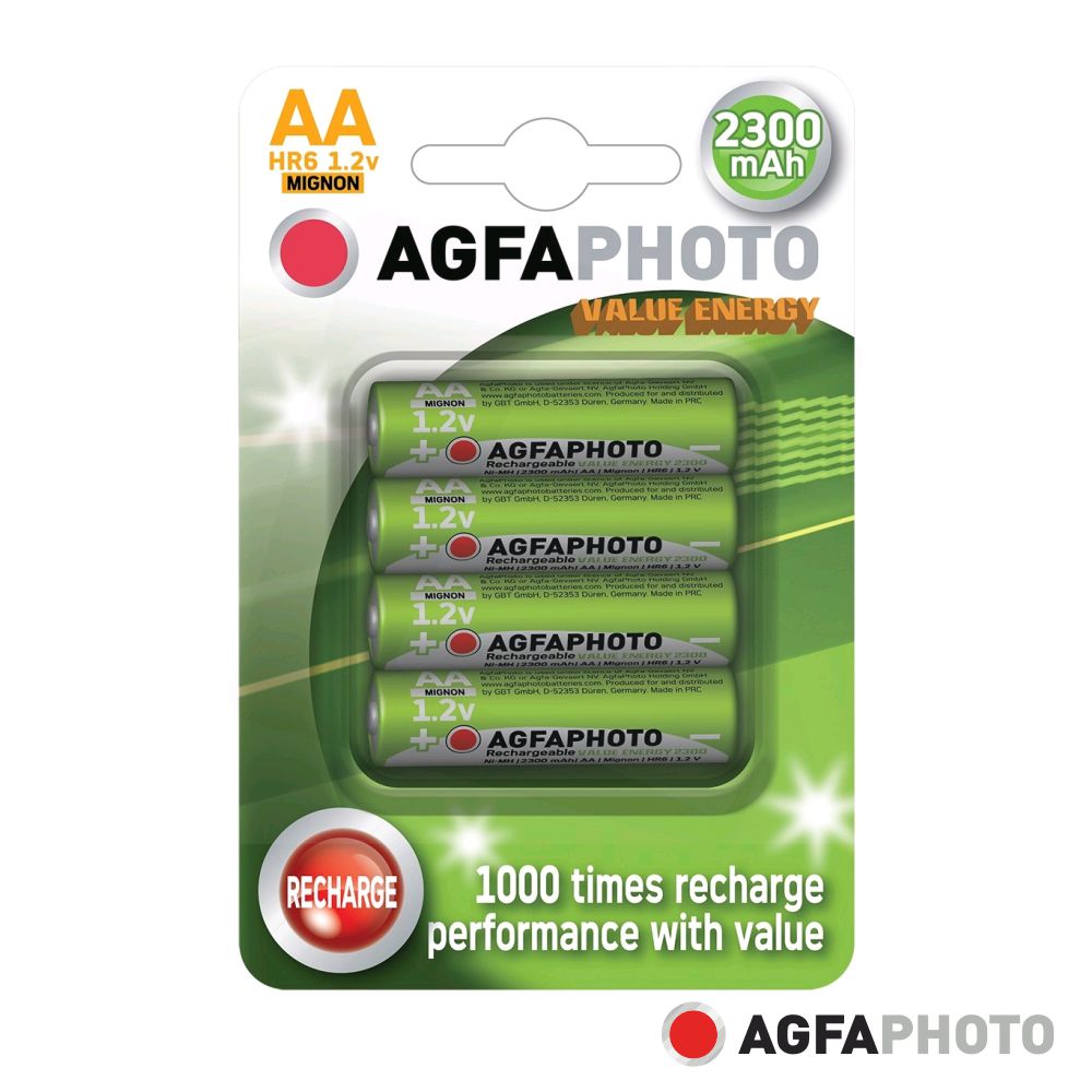 Pilha Recarregável AA 1.2V 2300mAh 4x Blister AGFAPHOTO - (AP2300B4)