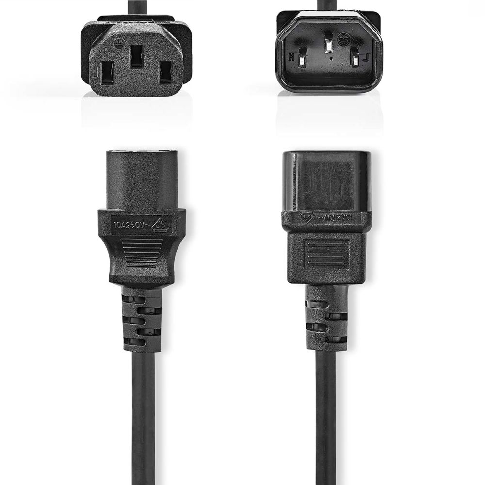 Cabo Alimentação IEC C13 Macho / C14 Fêmea 3G1.00mm 3m - (CEGL10500BK30)