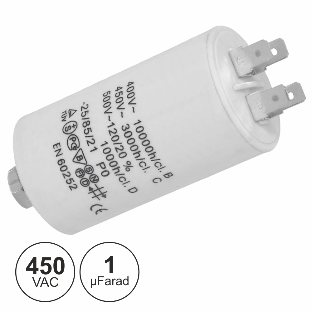 Condensador Arranque 1uf 450V + Terra - (COA1/450)