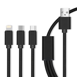 Cabo USB-A 2.0 / Micro USB-B Lightning USB-C preto - (CUSB-3IN1/BK2)