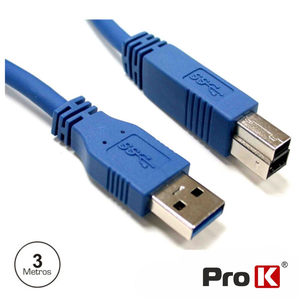 Cabo USB-A 3.0 Macho / USB-B Macho 3m PROK - (CUSB300/3)
