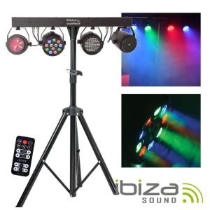 Suporte C/ 3 Projetores Par/Strobe/Moon + Laser DMX IBIZA - (DJLIGHT85LED)