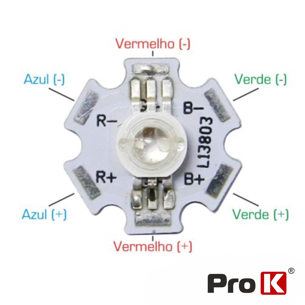 LED Alto Brilho 3W RGB PROK - (LED03RGB)