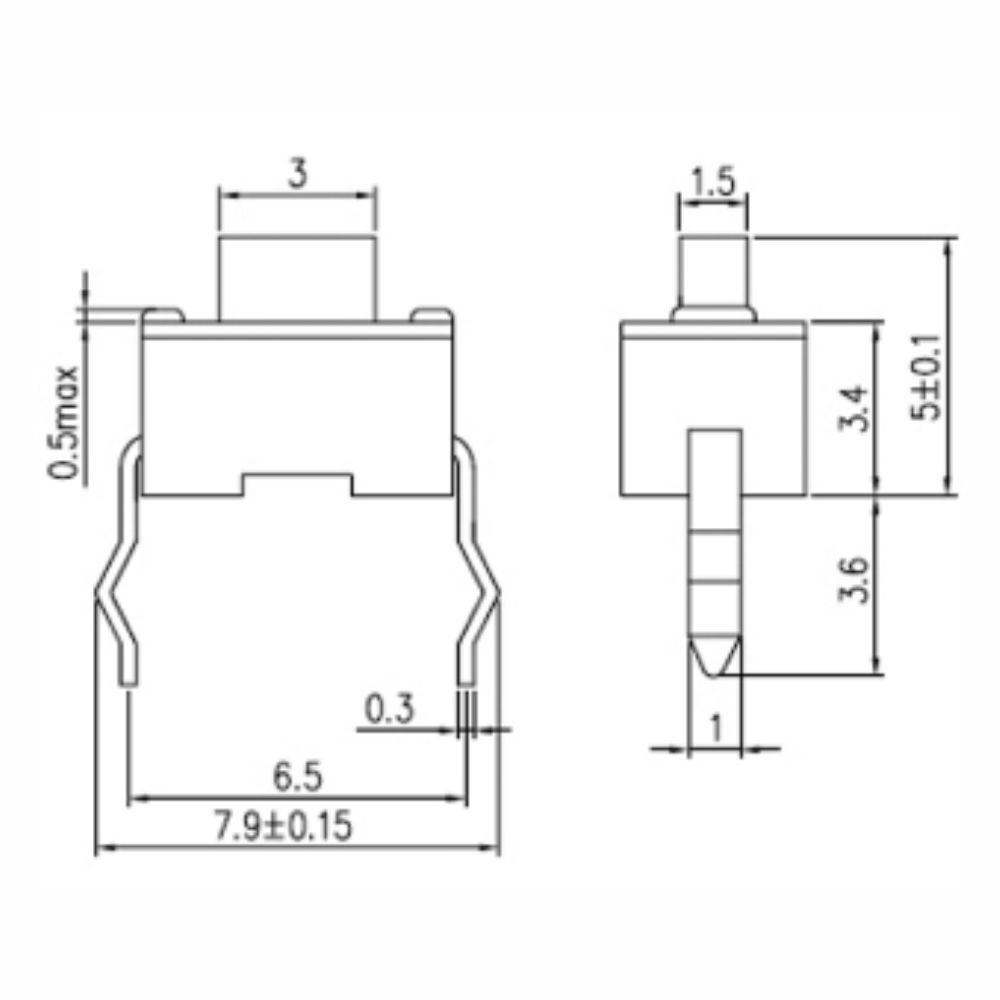 Comutador Micro Switch 6x3.5mm Altura 5mm - Image 2