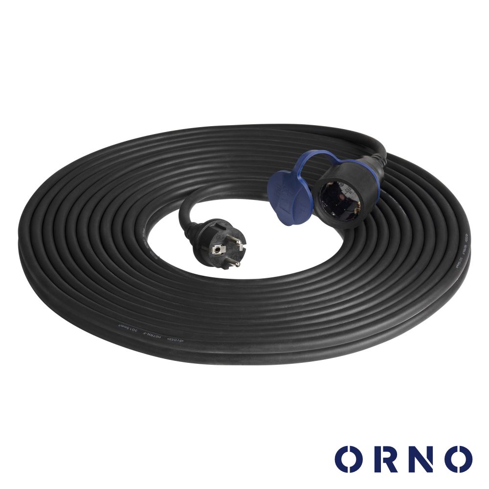 Extensão Tomada Elétrica 3G1.5 1x Schuko 20m Preto ORNO - (OR-AE-13169(GS)/20)