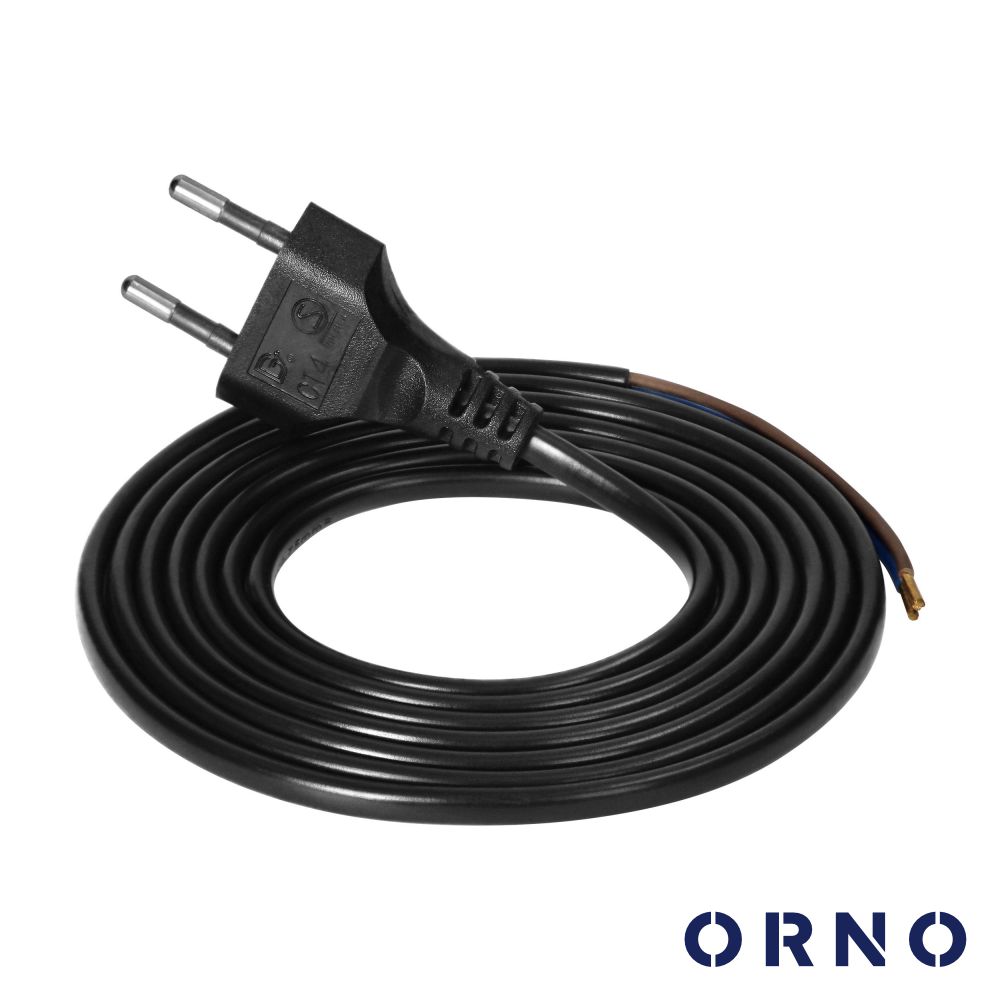 Cabo Alimentação C/ Ficha AC Plana 2G0.75 1.9m ORNO - (OR-AE-13286/B/1.9M)