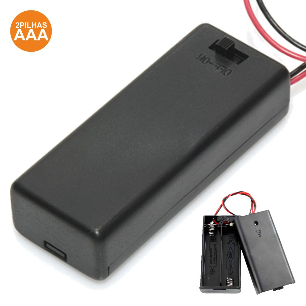 Suporte P/ 2 Pilhas AAA C/ Tampa E Interruptor - (SUPBAT2AAA/2)