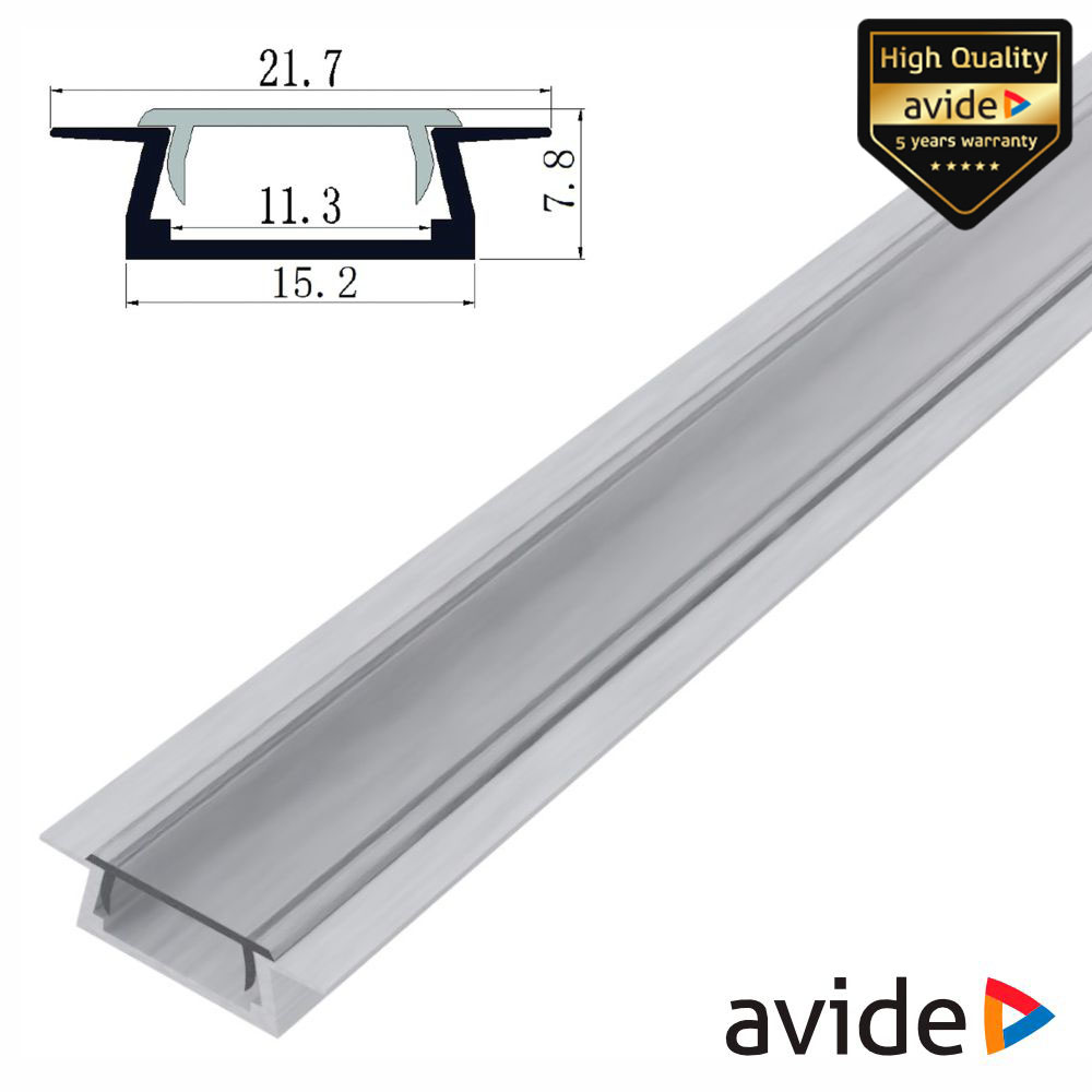Perfil De Alumínio C/ Abas P/ Fita LED 2m AVIDE - (AAP-UR-2M-S-CL)