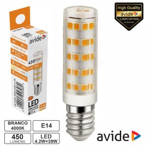 Lâmpada LED E14 JD 4.2W 230V 4000K 450lm AVIDE - (ABJD14NW-4.2W)