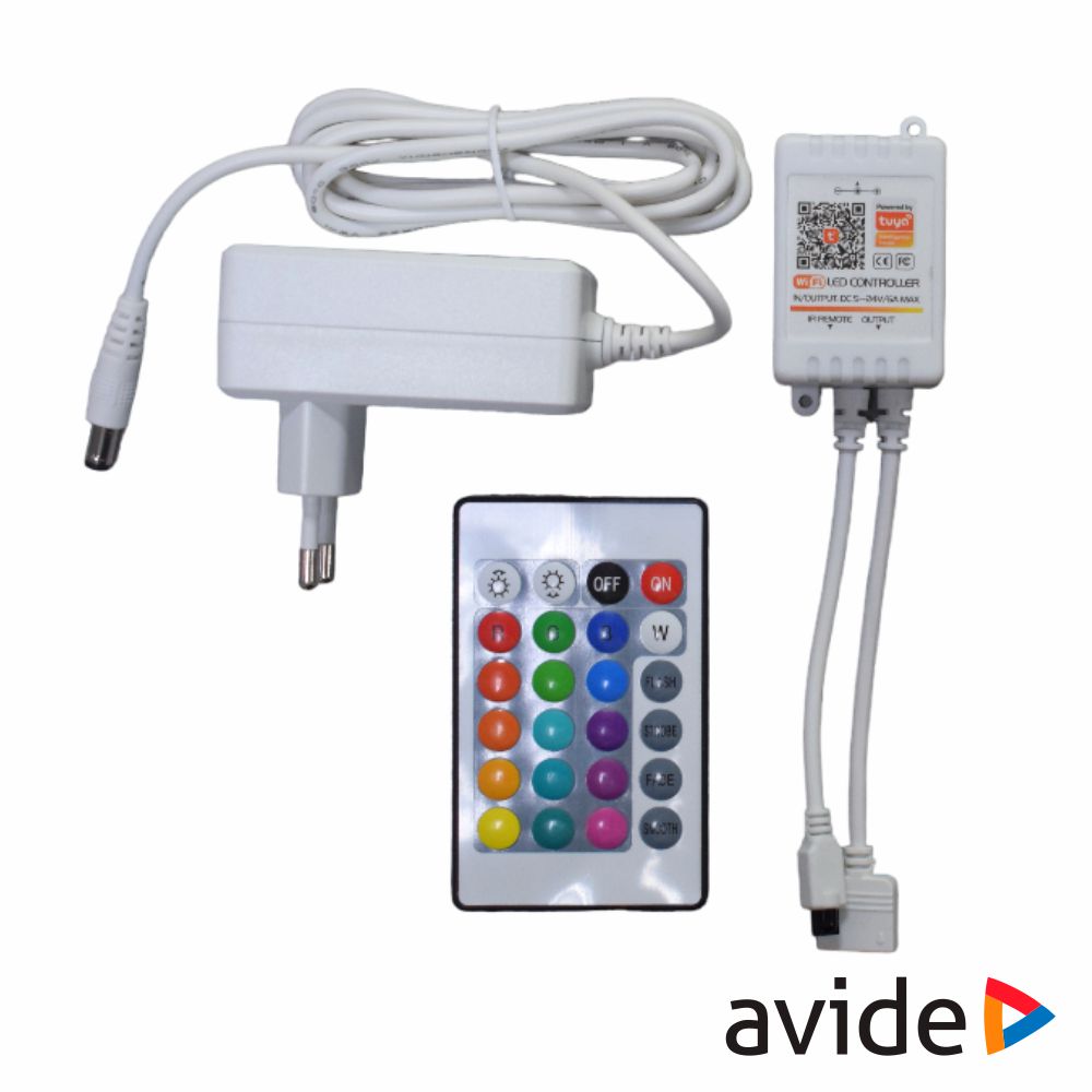 Kit Fita LED RGBW 12V 5m IP65 WIFI+ IR TUYA AVIDE - Image 2