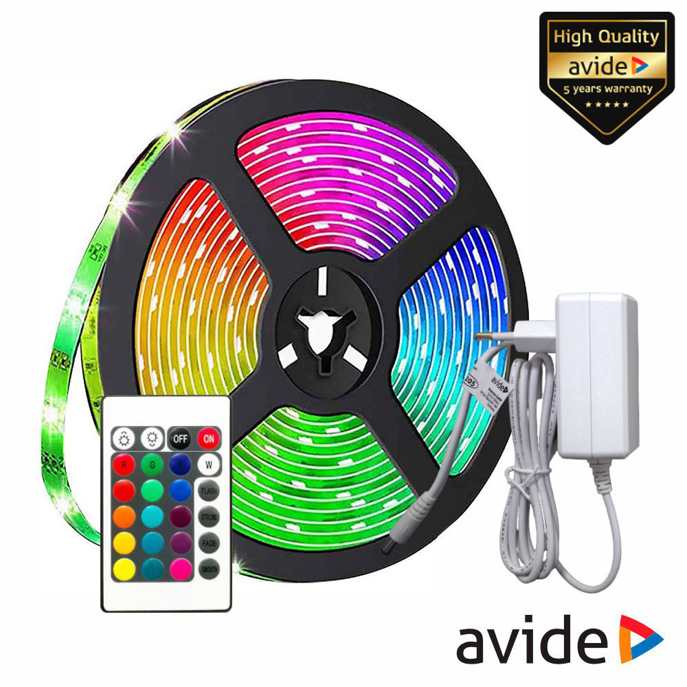 Kit Fita 90 LEDS RGB 12V 3m IP20 C/ Comando AVIDE - (ABLSBL-30RGB20-7W)