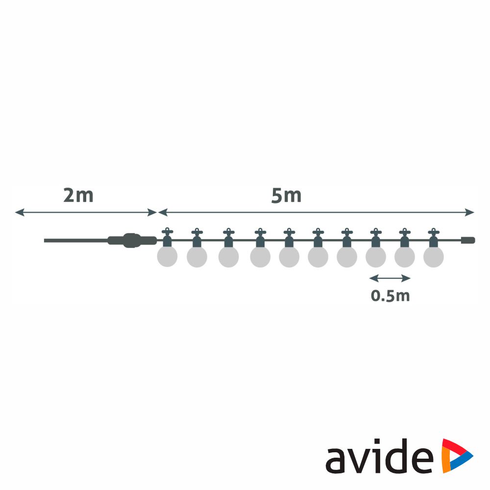 Corrente de Iluminação C/ Lâmpadas Branco Quente 5m AVIDE - Image 2
