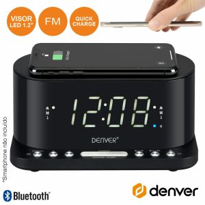 Relógio Despertador FM Qi/USB DENVER - (CRQ-110)