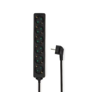 Tomada Elétrica c/ 6 Saídas Interruptor Proteção 3m NEDIS - (ESOC630F1BK)