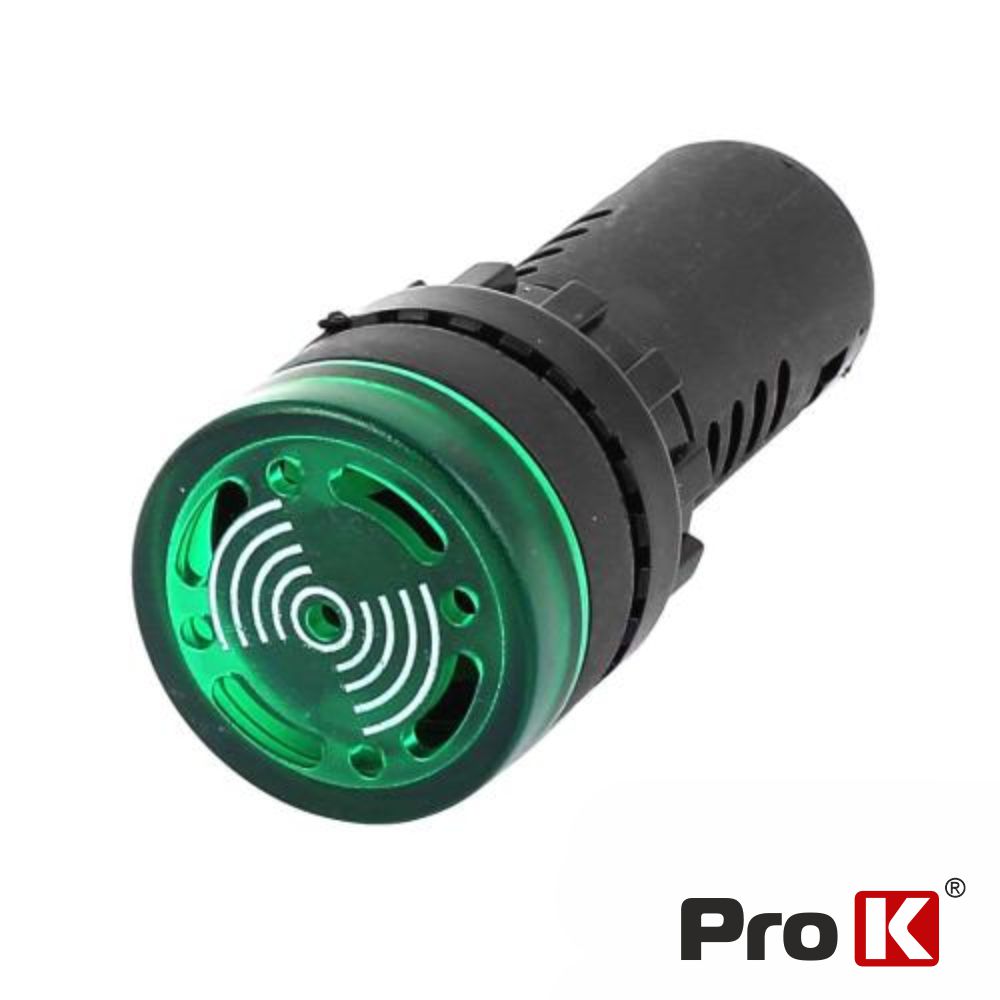 Luz Piloto Redondo De Painel 22mm 220V C/ Besouro Verde - (LPR220BGR)
