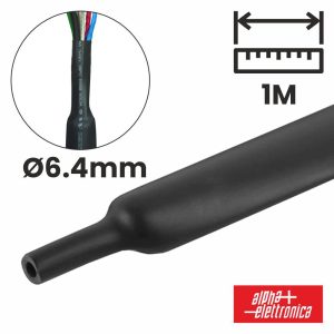 Tubo Manga Termoretráctil 6.4mm 1m Preto ALPHA - (520-M18)