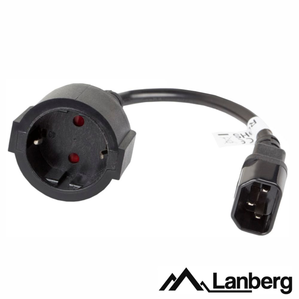 Cabo Alimentação IEC C14/ Schuko Fêmea 20cm LANBERG - (CA-C14E-10CC-0018)