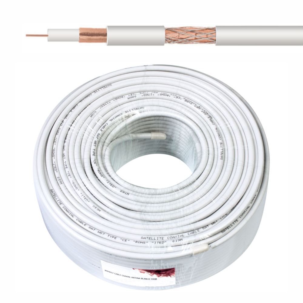 Cabo Coaxial 75 Ohm Ø6.8 Branco - (CCOAX100/6.8CCS)