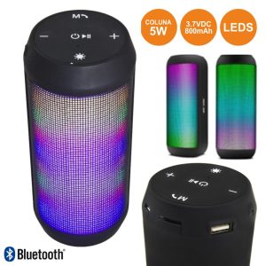 Coluna Bluetooth Portátil 5W USB/SD/FM/Aux/Bat LEDS - (EP133K)