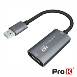 Placa Captura HDMI Audio E Vídeo P/ USB 2.0 4K 30Hz PROK - (PK-HDMICPTUSB03)