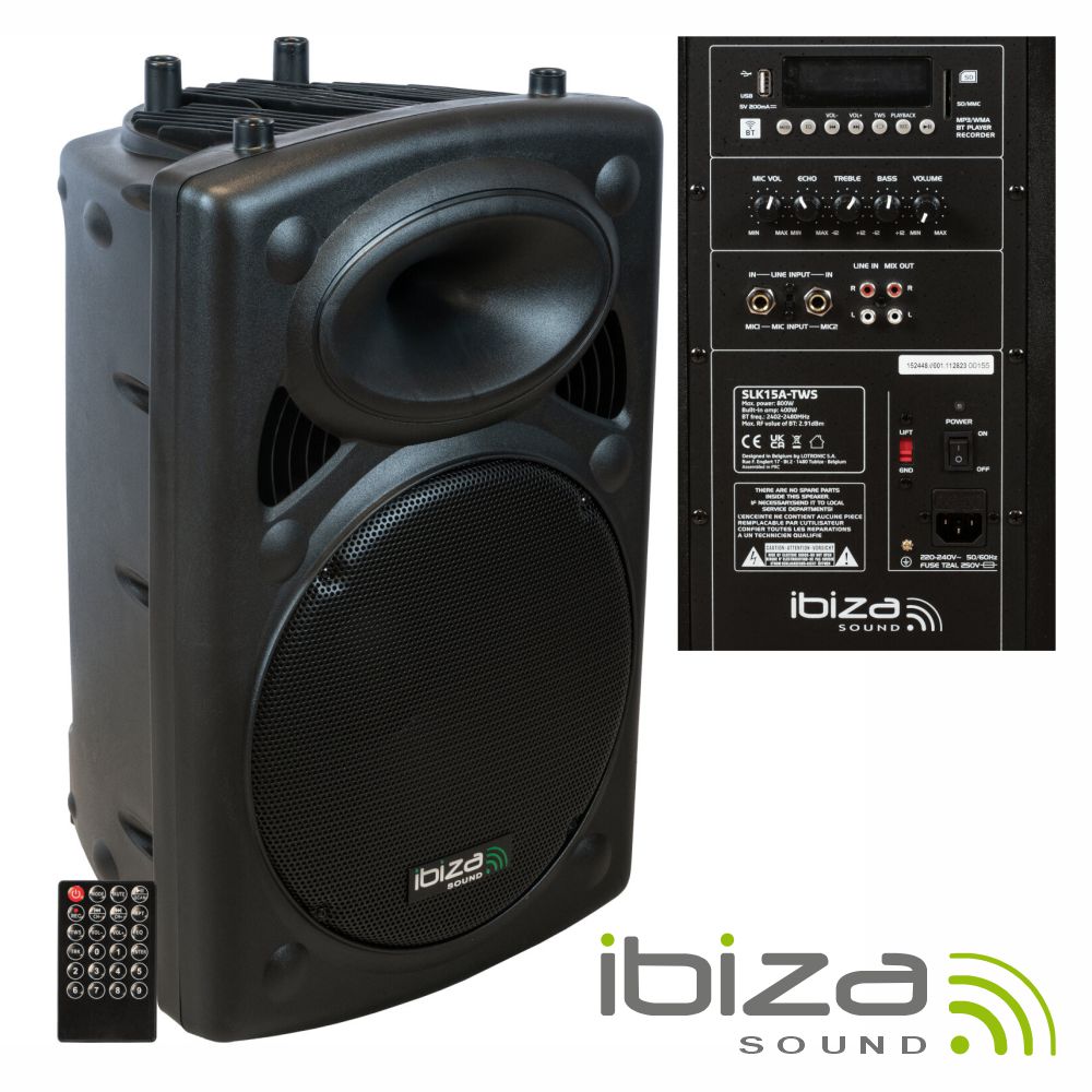 Coluna Amplificada 15" 800W USB/BT/TWS IBIZA - (SLK15A-TWS)