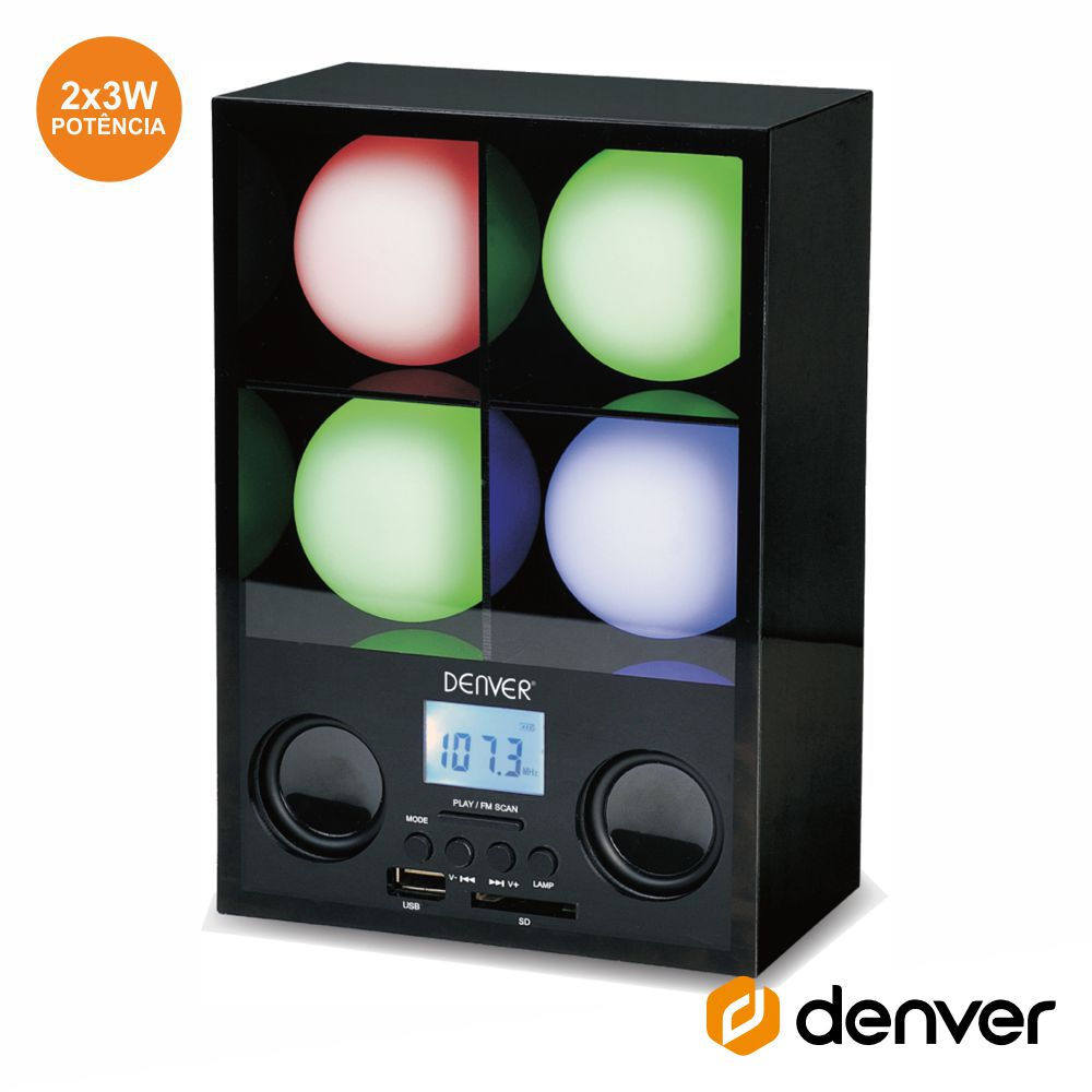 Coluna C/ Projetor Luz Mp3/SD/USB/Rádio DENVER - (LR-4)