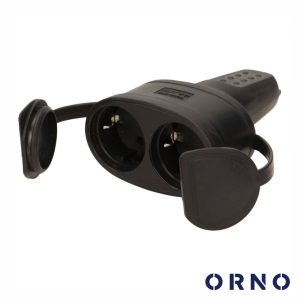 Ficha Elétrica Adaptadora 2x Schuko IP44 ORNO - (OR-AE-13117(GS))