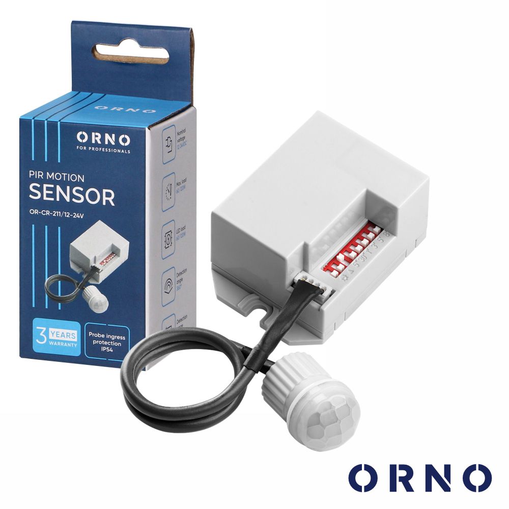 Detector De Movimentos PIR P/ Encastrar Branco ORNO - (OR-CR-211/12-24V)