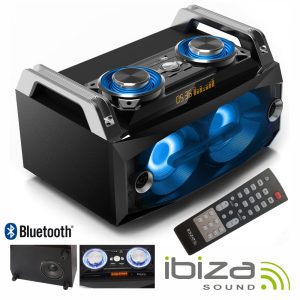 Sistema Som Portátil 120Wmáx USB/BT/FM/Rec LEDS IBIZA - (SPLBOX120)