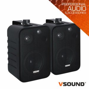 Conjunto De 2 Colunas Abs 4" 10W Pretas VSOUND - (VSS410P)