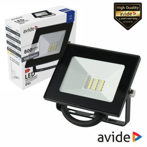Foco LED 10W 230V 6400K 800lm Preto Avide - (ASFLCW-10W)