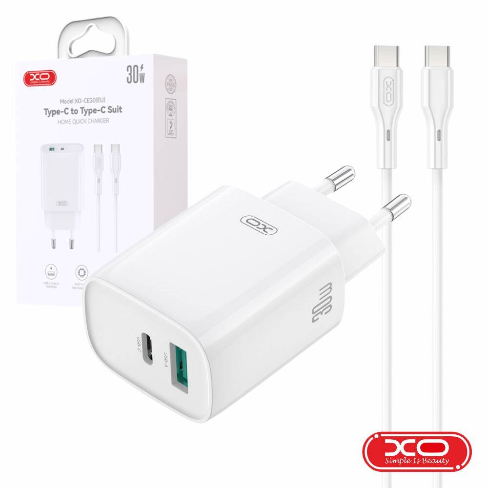 Alimentador Comutado 1xUSB-C/1xUSB-A PD 30W GaN C/ Cabo - (CE30-C)