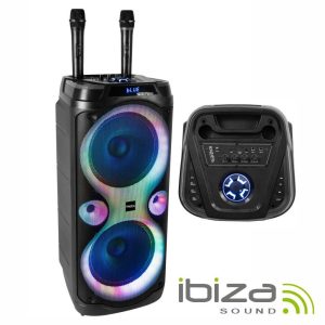 Coluna Amplificada 2x10" 1000W USB/AUX/BT LED TWS IBIZA - (COLUMBA-KARAOKE)