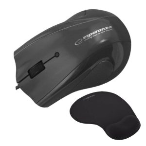 Rato Óptico 1200DPI USB C/ Tapete de Gel Preto - (EM125K)