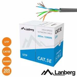 Cabo UTP CAT5E 4xAWG24 Rígido 305m Cinzento LANBERG - (LCU5-10CC-0305-S)