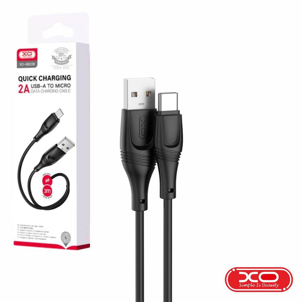 Cabo USB-A Macho / USB-C Macho 3m Preto XO - (NB238-USBC/BK3)