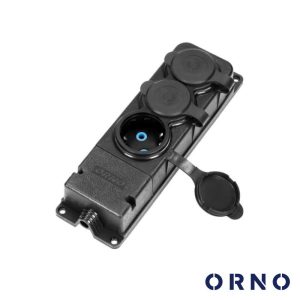 Ficha Elétrica Adaptadora 3x Schuko IP44 ORNO - (OR-AE-13166(GS))
