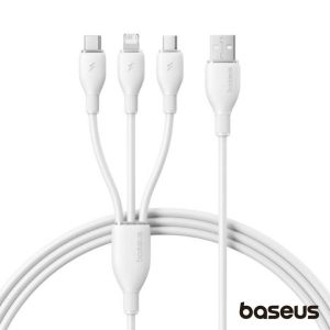 Cabo USB-A 2.0 Macho p/ Lightning/USB-C/MicroUSB 3.5A BASEUS - (P10376303211-00)