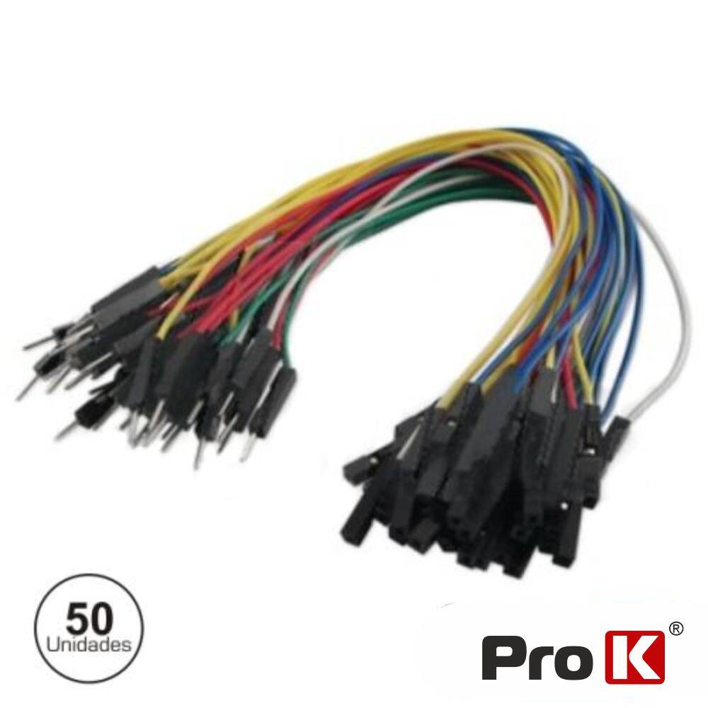 Kit 50 Cabos de ligação Jumper Macho Fêmea PROK - (PKSM50MF)
