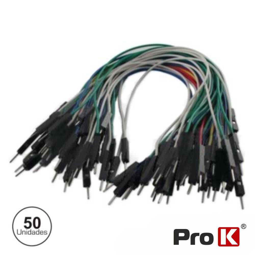 Kit 50 Cabos de ligação Jumper Macho Macho PROK - (PKSM50MM)
