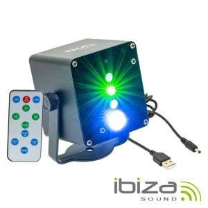 Laser RGB 160mW C/ LED 3W RGB A Bateria IBIZA - (TINYLED-LASRGB)
