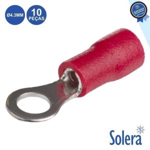 Terminal Redondo Isolado 4.3mm 10X Vermelho SOLERA - (SLR-TR14-1)