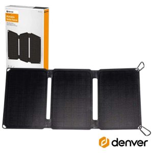 Painel Solar Portátil Dobrável 12V 20W USB-C QC3.0 DENVER - (SOP-10200MK2)