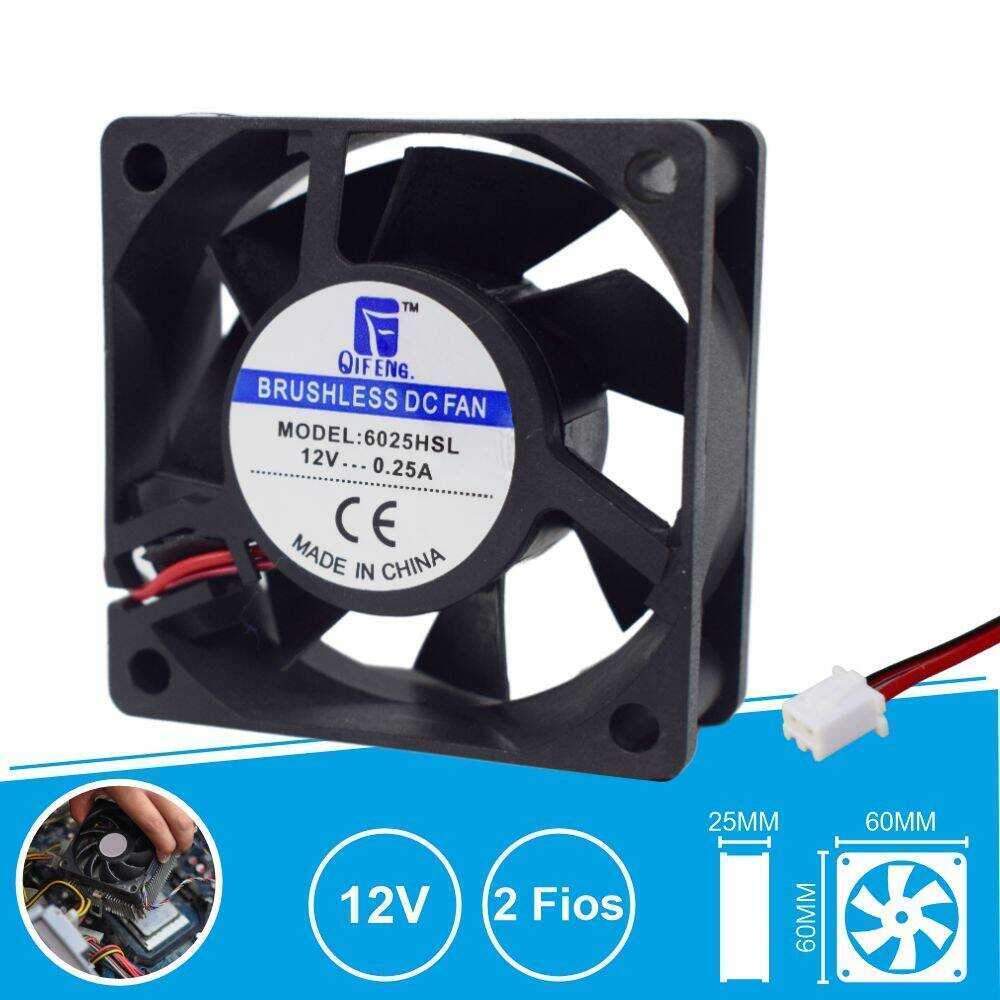 Ventilador 12V 60x60x25mm 2 Fios - (VEN6025/12A)